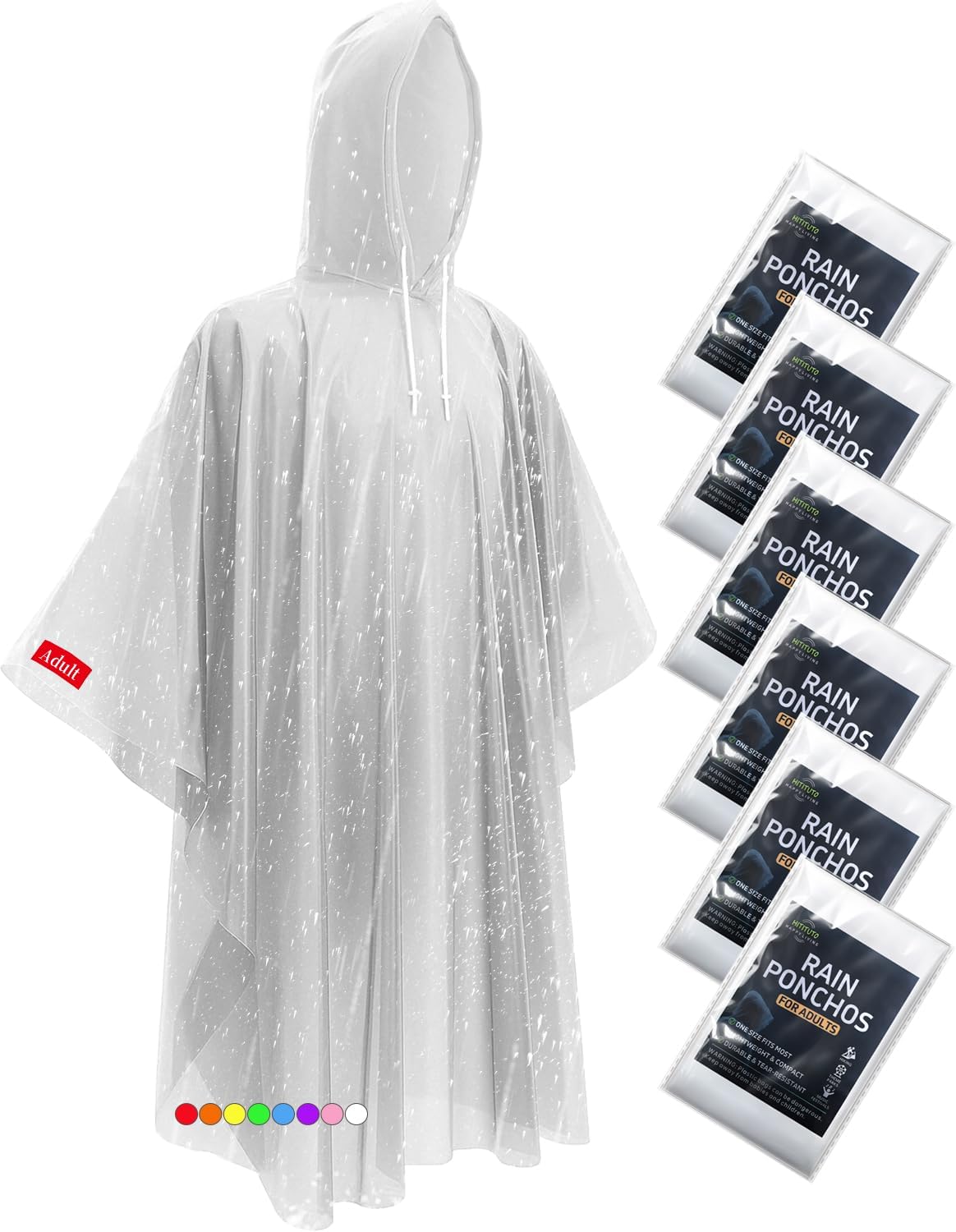 Emergency Poncho Rain - Extra Long Rain Ponchos for Adults