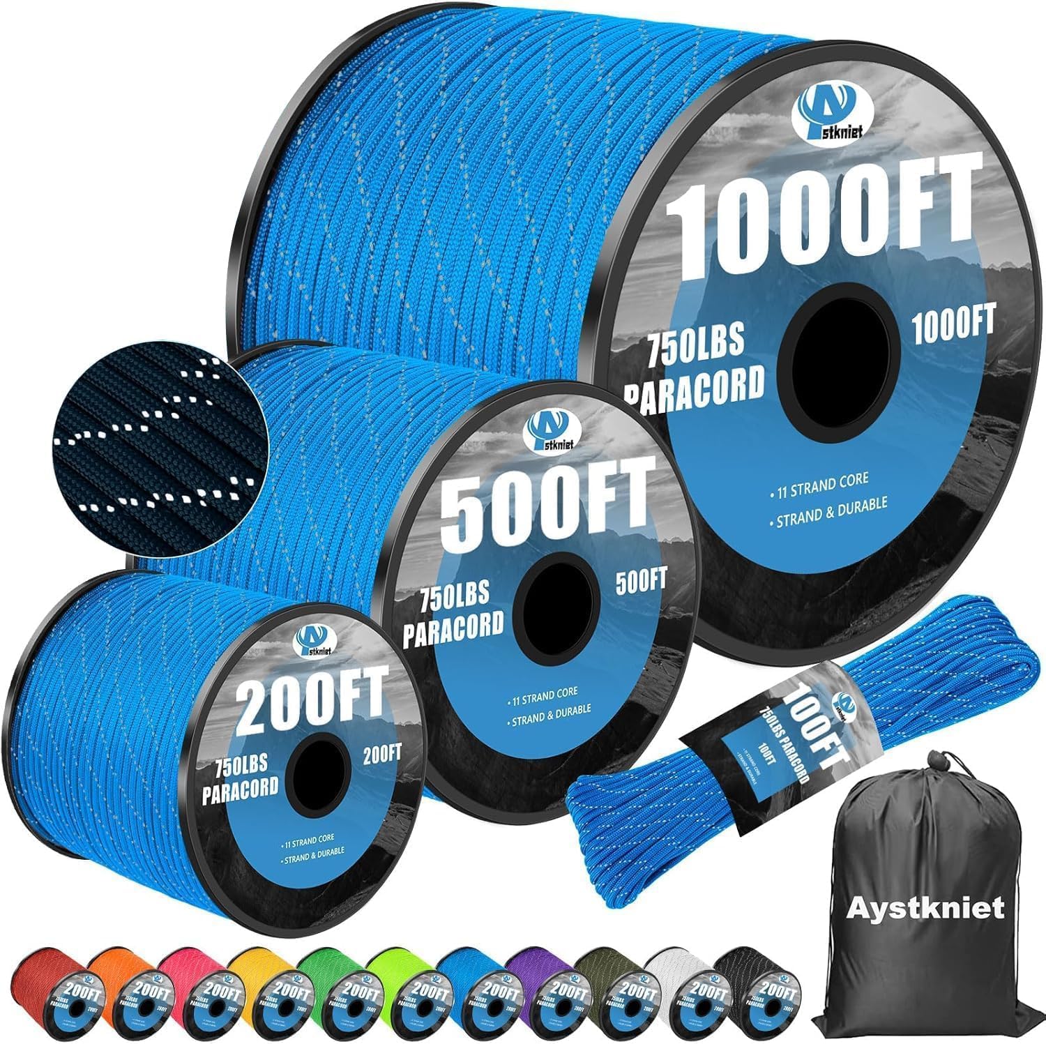 Para Cord 1000Ft - 4mm Reflective Paracord Rope, 750Lb 11