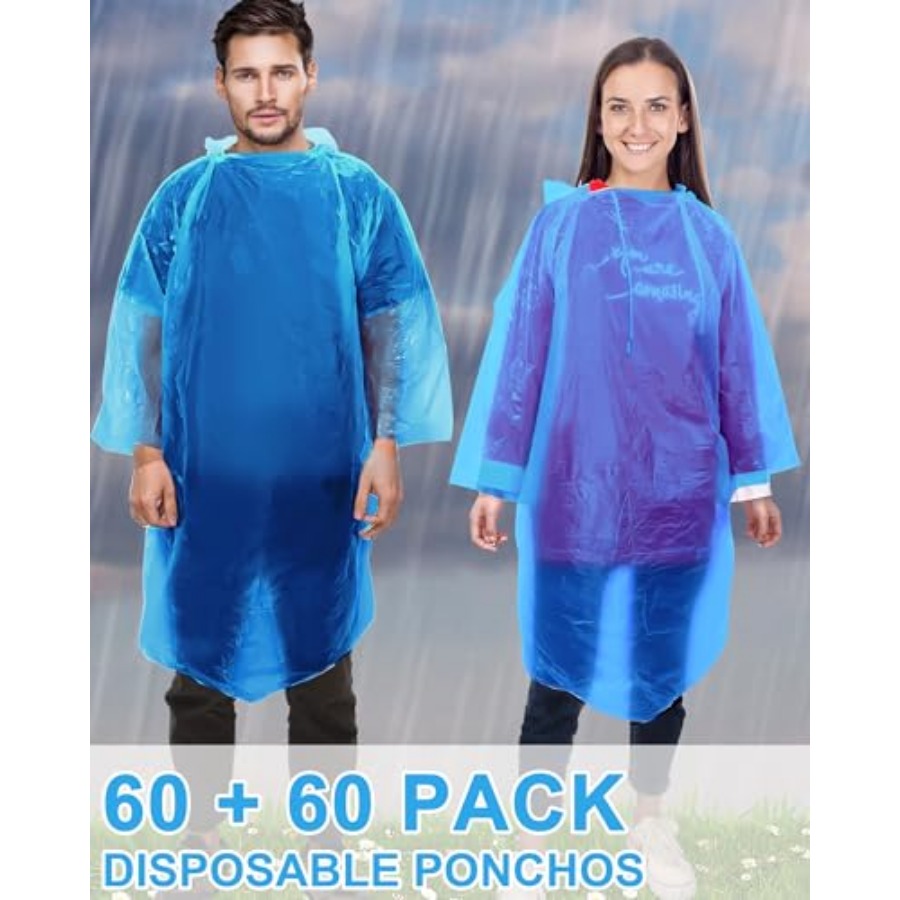 120 Pack Disposable Rain Ponch - Emergency Poncho Rain avaliação e preço