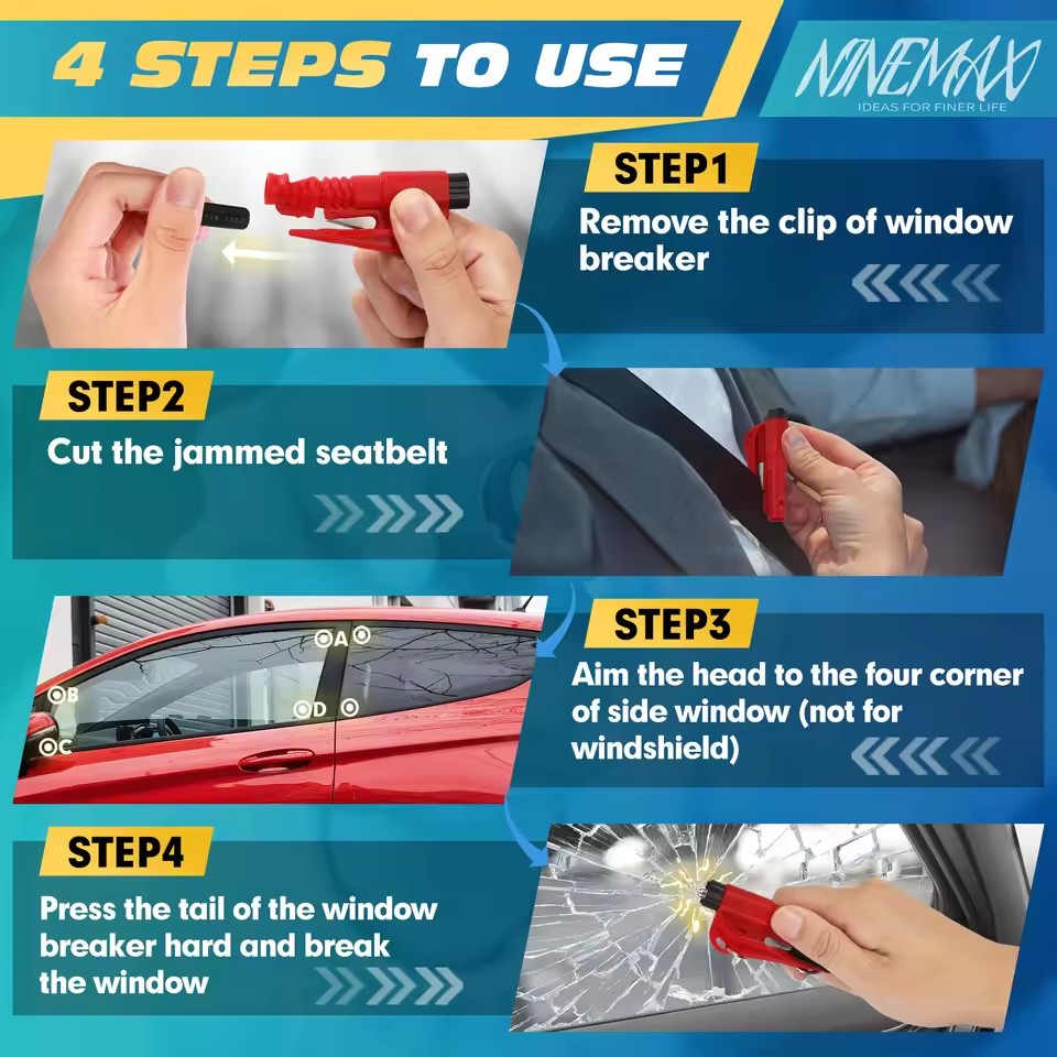 Safety Hammer Car Escape Tool  - Rescue Rope Throw avaliação e preço