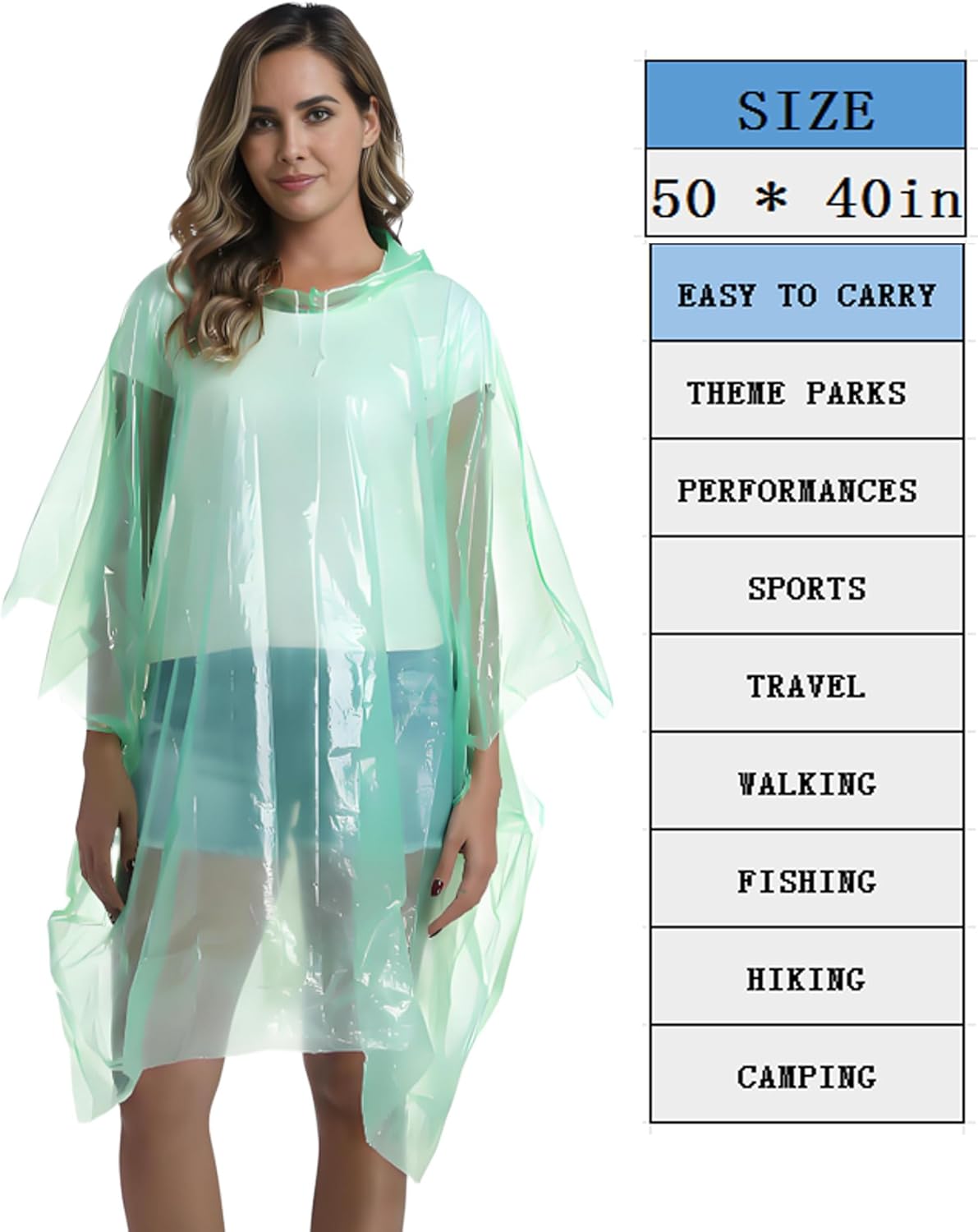 Disposable Rain Ponchos for Ad - Emergency Poncho Rain avaliação e preço