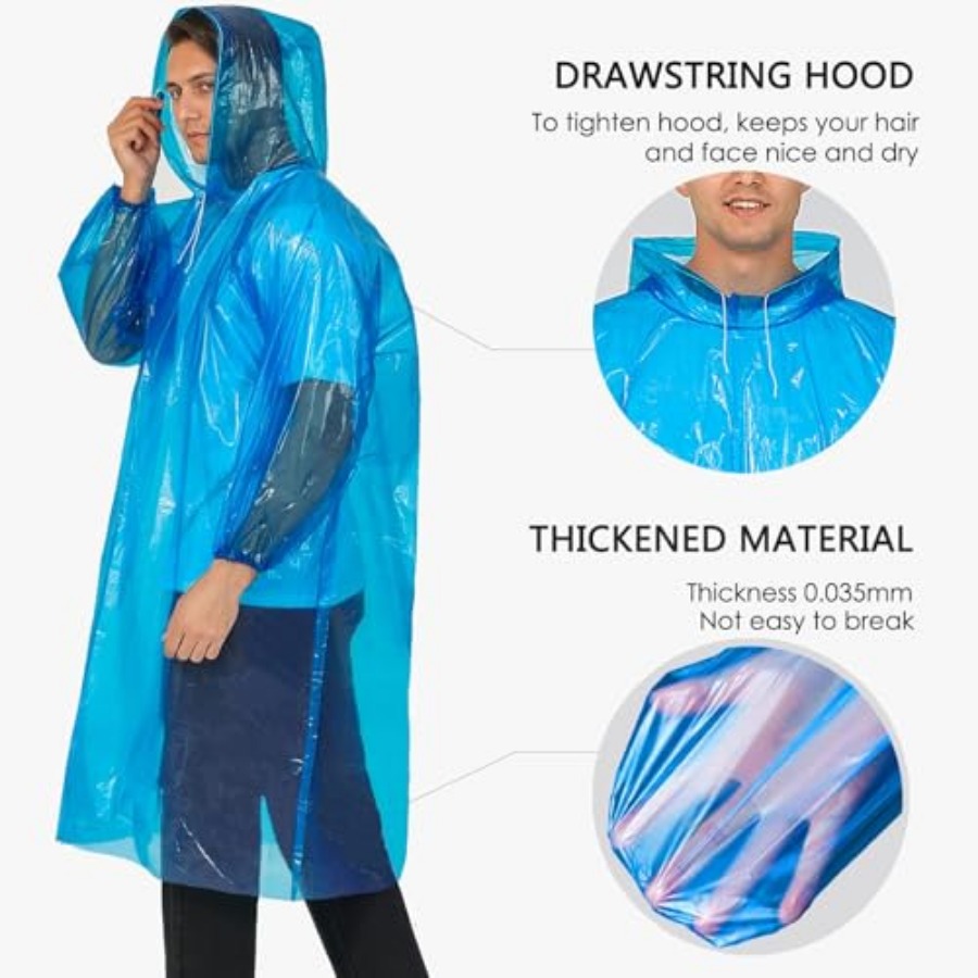 Disposable Rain Ponchos for Ad - Emergency Poncho Rain avaliação e preço