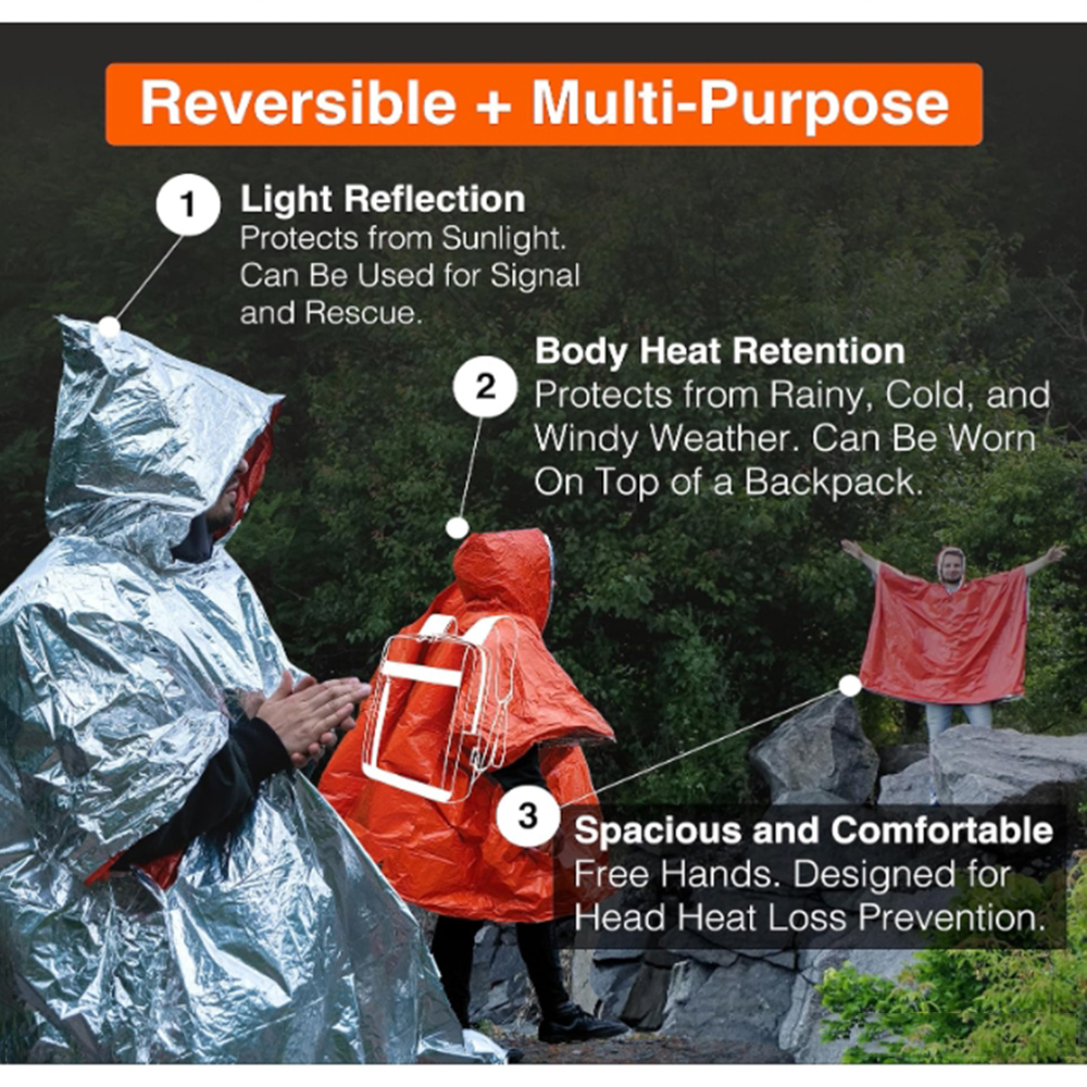 Portable Outdoor Emergency Rai - Emergency Poncho Rain avaliação e preço