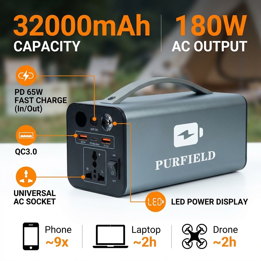 180W Outdoor Power Station 320 - Solar Emergency Charger avaliação e preço