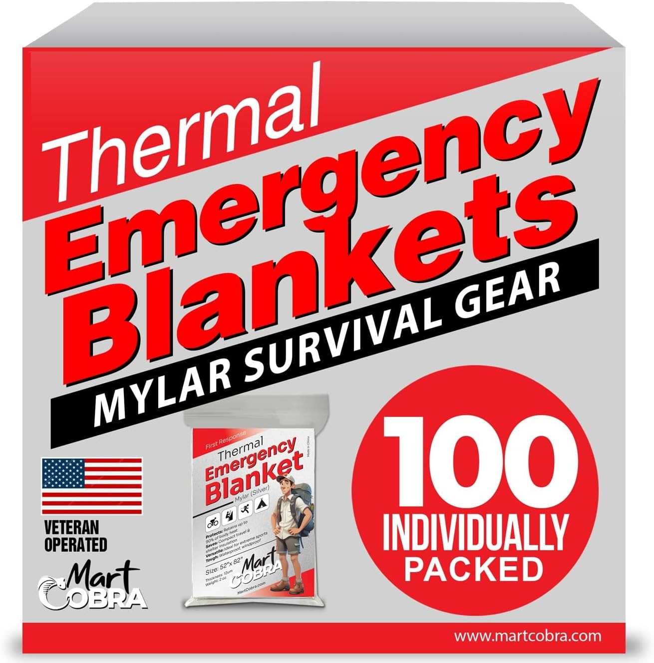 100-Pack Reflective Thermal Bl - Survival Blanket Reflective avaliação e preço