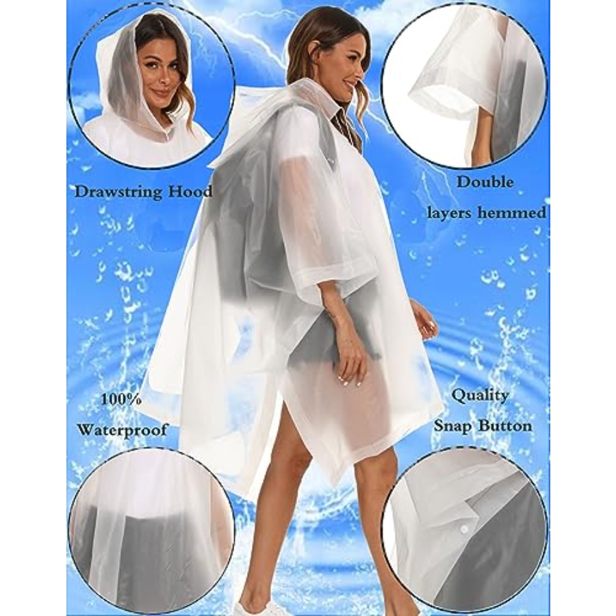 2 Pack Rain Ponchos for Adults - Emergency Poncho Rain avaliação e preço