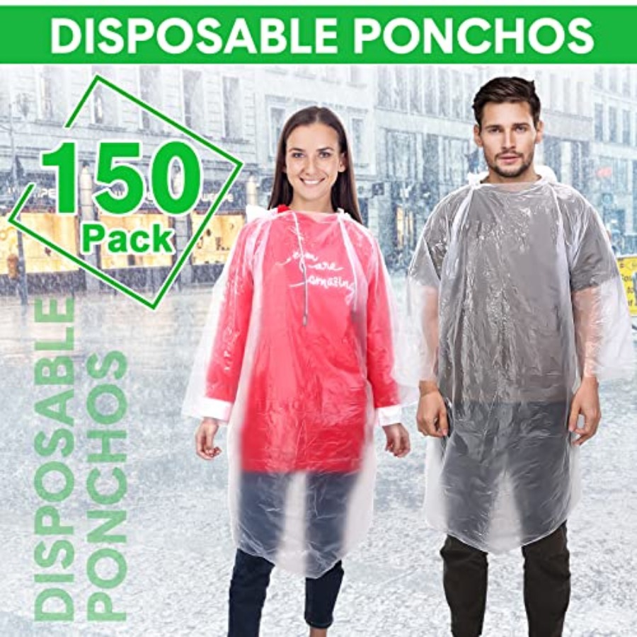 150 Pcs Disposable Rain Poncho - Emergency Poncho Rain avaliação e preço
