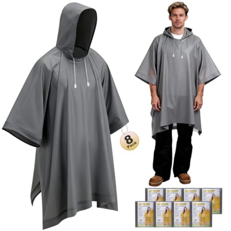 8 Pack Hooded Rain Ponchos for - Emergency Poncho Rain avaliação e preço