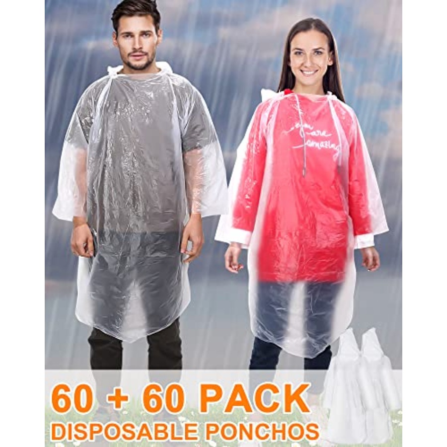 120 Pack Disposable Rain Ponch - Emergency Poncho Rain avaliação e preço