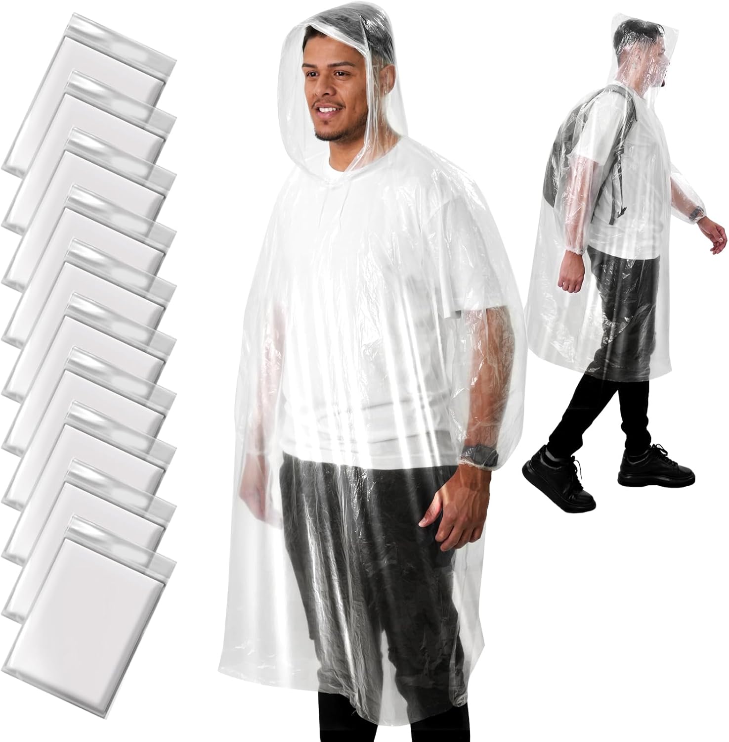 Disposable Rain Poncho for Adu - Emergency Poncho Rain avaliação e preço