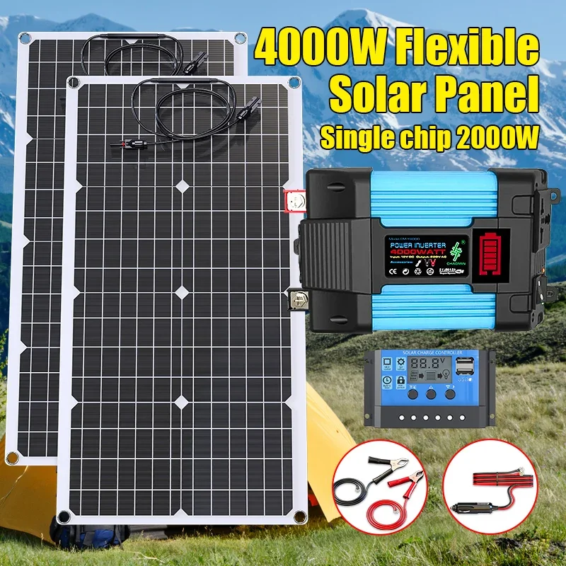4000W Solar Panel Kit 12V To 1 - Solar Emergency Charger avaliação e preço