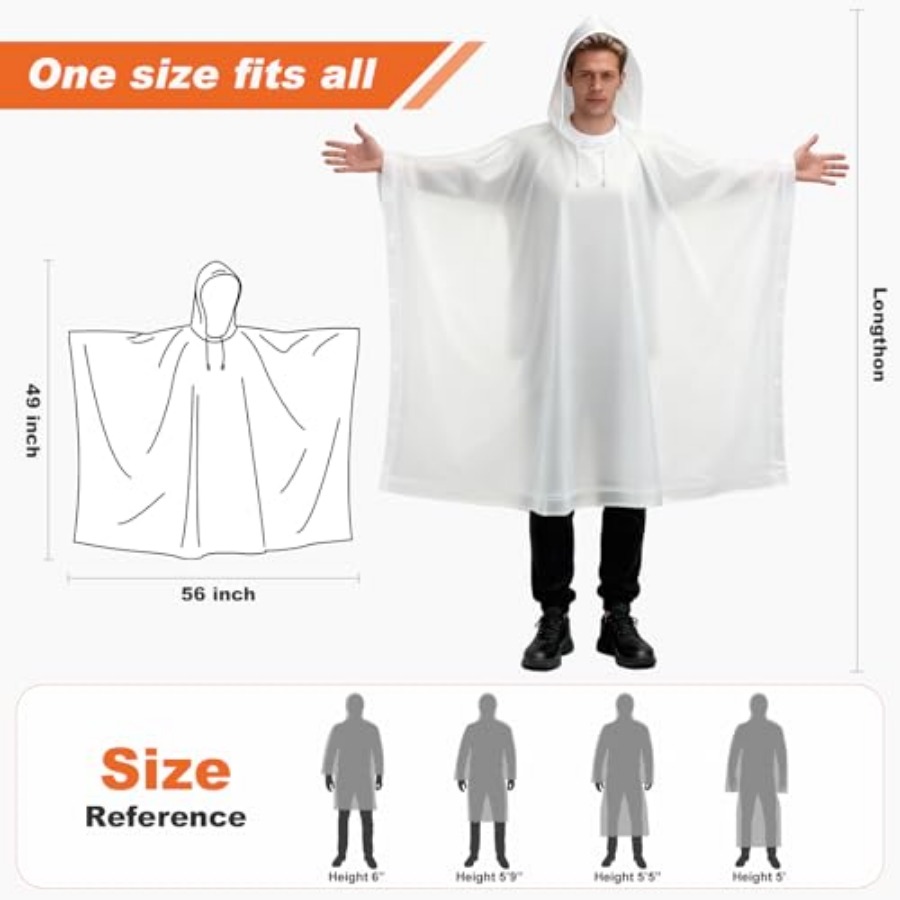 8 Pack Hooded Rain Ponchos for - Emergency Poncho Rain avaliação e preço