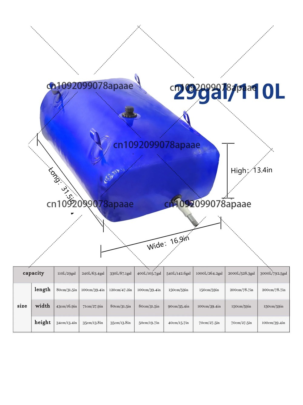 110L PVC Water Storage Bag, Po - Water Bag Collapsible avaliação e preço